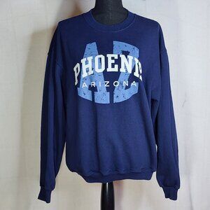 Jerzees NuBlend Navy Periwinkle White LS Phoenix AZ Cotton Lined Sweatshirt Sz M